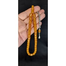 Anemore Collection Sevgiliye Özel Hediye Çubuk Kehribar Tesbih Sarı Renk Kapsül Kesim H-1440.