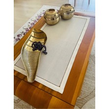 The Chanta El Yapımı Antika Ajurlu Işlenebilir Linen Runner Ekru 80 x 40 cm