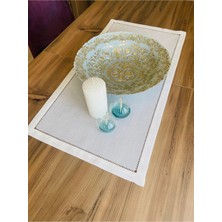 The Chanta El Yapımı Antika Ajurlu Işlenebilir Linen Runner Ekru 80 x 40 cm