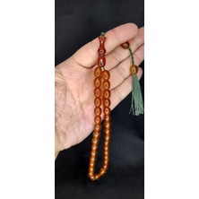 Anemore Collection Sevgiliye Özel Hediye Çubuk Kehribar Tesbih Kahverengi Renk Kapsül Kesim H-1443.