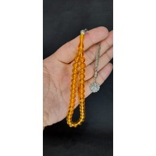 Anemore Collection Sevgiliye Özel Hediye Çubuk Kehribar Tesbih Sarı Renk Küre Kesim H-1418.