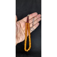 Anemore Collection Sevgiliye Özel Hediye Çubuk Kehribar Tesbih Sarı Renk Kapsül Kesim H-1410.