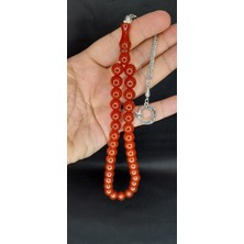 Anemore Collection Sevgiliye Özel Hediye Çubuk Kehribar Tesbih Küre Kesim Kahverengi Renkli H-1406.