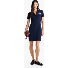 Kadın Varsity Graphic Polo Elbise - Lacivert