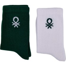 Unisex Çocuk BNT-B24092 2 Li Soket Çorap - Beyaz - Yeşil