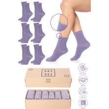 Saysez Bambu Kadın Lastiksiz Soket Dikişsiz Premium Çorap Kutulu 6'lı / Iz Bırakmaz / Sıkmayan Çorap