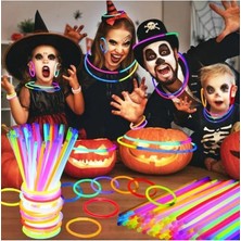 50 Adet Glow Işık Bileklik Fosforlu Yılbaşı Gece Kulüp Konser Parti Bilekliği Neon Stick Çubuk 20 cm