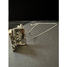 Aytun Fotoğraf Konulan Güneş Figürlü Silver Çelik Kolye