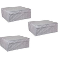 3 Adet - Kapaklı Çok Amaçlı Çamaşır-Saklama-Düzenleme Vb Hurç, Kutu - 50X40X19 - Baza Kutu - Gri