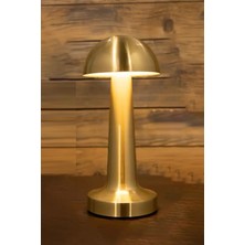 Mantar Model Retro Masa Lambası Gold Altın Renkli Dimmerli Şarjlı Dekoratif Dokunmatik Masa Lambası