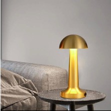 Mantar Model Retro Masa Lambası Gold Altın Renkli Dimmerli Şarjlı Dekoratif Dokunmatik Masa Lambası