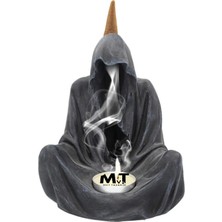 MVT TASARIM Reaper Geri Akışlı Şelale Tütsülük - Büyük Boy Tütsülük ve Mumluk - Taş - Gümüş Eskitme - Efsane