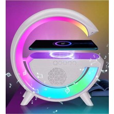 Kablosuz Şarj Istasyonu Bluetooth Hoparlörlü ve Radyolu Rgb LED Işıklı Masa ve Gece Lambası