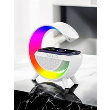 Kablosuz Şarj Istasyonu Bluetooth Hoparlörlü ve Radyolu Rgb LED Işıklı Masa ve Gece Lambası
