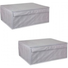 2 Adet - Kapaklı Çok Amaçlı Çamaşır-Saklama-Düzenleme Vb Hurç, Kutu - 50X40X19 - Baza Kutu - Gri -