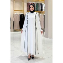 Düğme Detaylı Elbise 3919 Ekru