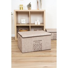 Tekno Trust Elegance Keçe Kapaklı Mega Plus Kutu Hurç, Organizer, 57 x 41 x 31 cm , Eşyalarınızı Düzenleyin, Krem Ren