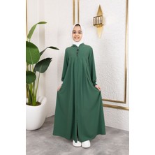Robalı Pileli Çocuk Ferace & Yeşil