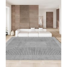Net Room Dijital Baskı Modern Salon Mutfak Koridor Halısı Kaymaz Taban Gri 4006