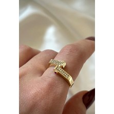 Leo'Stone Premium Ithal Seri Kırmızı Taşlı Vida Tasarım Ayarlanabilir Kadın Çelik Yüzük