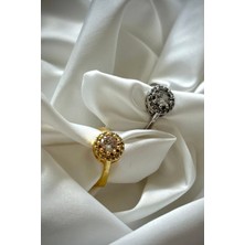 Leo'Stone Premium Ithal Seri Baget Zirkon Taşlı Tek Taş Ayarlanabilir Tasarım Kadın Çelik Yüzük