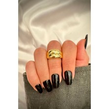 Leo'Stone Özel Seri Ithal Cilalı Ikili Kalın Model Bombe Tasarım Ayarlanabilir Kadın Çelik Yüzük