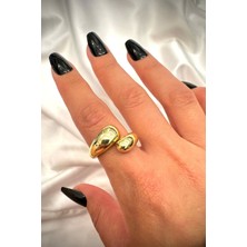 Leo'Stone Özel Seri Ithal Cilalı Damla Model Bombe Tasarım Ayarlanabilir Kadın Çelik Yüzük