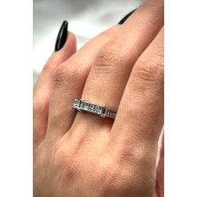 Leo'Stone Premium Ithal Seri Yarımtur Sekizgen Model Zirkon Taşlı Ayarlanabilir Tasarım Kadın Çelik Yüzük