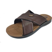 Gezer 12598-25 Deri Anatomik Çapraz Erkek Terlik