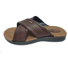 Gezer 12598-25 Deri Anatomik Çapraz Erkek Terlik