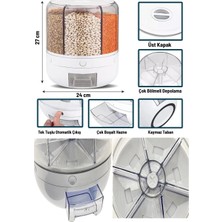 Niss Home Kuru Gıda Bakliyat Organizer Kutusu 360° Döner 6lı Hava Geçirmez Erzak Saklama Kabı 6 kg Kapasiteli