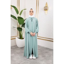 Bağcıklı Pileli Çocuk Ferace & Mint