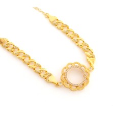 Ferizz Çeyrek Altın Çerçeve Bileklik Çelik Altın Kaplama Çiçek Figaro Model BLK-1092