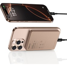 Recci Magsafe Powerbank RP33 Pd 20W Ultra Ince LED Göstergeli Hızlı Şarj Özellikli 15W 5000mAh Gold