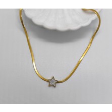 Ozgurca Aksesuar Italyan Zincir Yıldız Gold Çelik Kolye