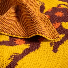 Moda Jakarlı Örme Akrilik Akrilik Koltuk Şalı 130x170 Cm Sarı