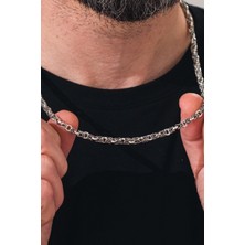 TMT Silver Gümüş 5 mm Erkek Kral Kafes Örgü Oksitli Karartmalı Zincir Kolye