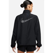 Nike Dri-Fit Swoosh Hbr Running Jacket Kadın Siyah Dik Yaka Spor Ceket