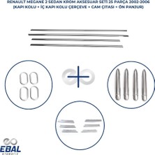 Ebal Oto Renault Megane 2 Krom Aksesuar Seti 4 Parça (Kapı Kolu+Iç Kapı Kolu Çerçeve+Ön Panjur+Cam Çıtası)