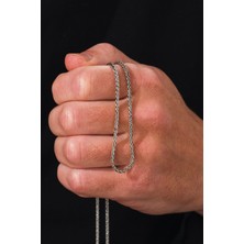 TMT Silver Gümüş 2.5 mm Erkek Burgu Örgü Oksitli Zincir Kolye