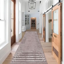 Dekoratif Salon Mutfak Koridor Halısı Modern Pembe 4013