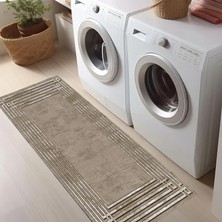 Dekoratif Salon Mutfak Koridor Halısı Modern Vizon 4013