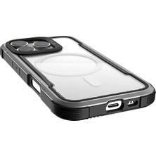 iPhone 16 Pro Max Kılıf Magsafe Uyumlu Airbagli Raptic Shield Serisi Şeffaf Arka Yüzey Kapak Siyah