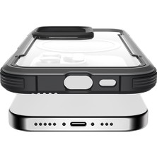 iPhone 16 Pro Max Kılıf Magsafe Uyumlu Airbagli Raptic Shield Serisi Şeffaf Arka Yüzey Kapak Siyah
