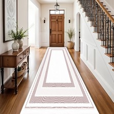 Dekoratif Salon Mutfak Koridor Halısı Modern Pembe 4012