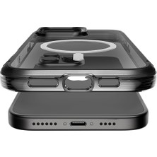 iPhone 16 Pro Kılıf Magsafeli Raptic Air Serisi Airbag Tasarımlı Metal Köşelikli Şeffaf Kapak Siyah