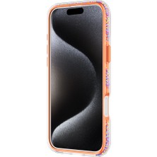 iPhone 16 Pro Max Kılıf Magsafe Uyumlu Raptic Airjoy Serisi Boncuk Tasarımlı Şeffaf Kapak Turuncu