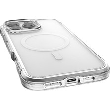 iPhone 16 Pro Kılıf Magsafeli Raptic Air Serisi Airbag Tasarımlı Metal Köşelikli Şeffaf Kapak Gümüş
