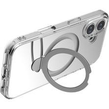 iPhone 16 Kılıf Magsafe Şarj Özellikli Raptic Air Stand Serisi Aynalı Arka Yüzey Standlı Kapak Gri