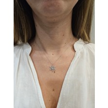 G&A Jewels 925 Ayar Gümüş Pırlanta Taşlı Kar Tanesi Kolye